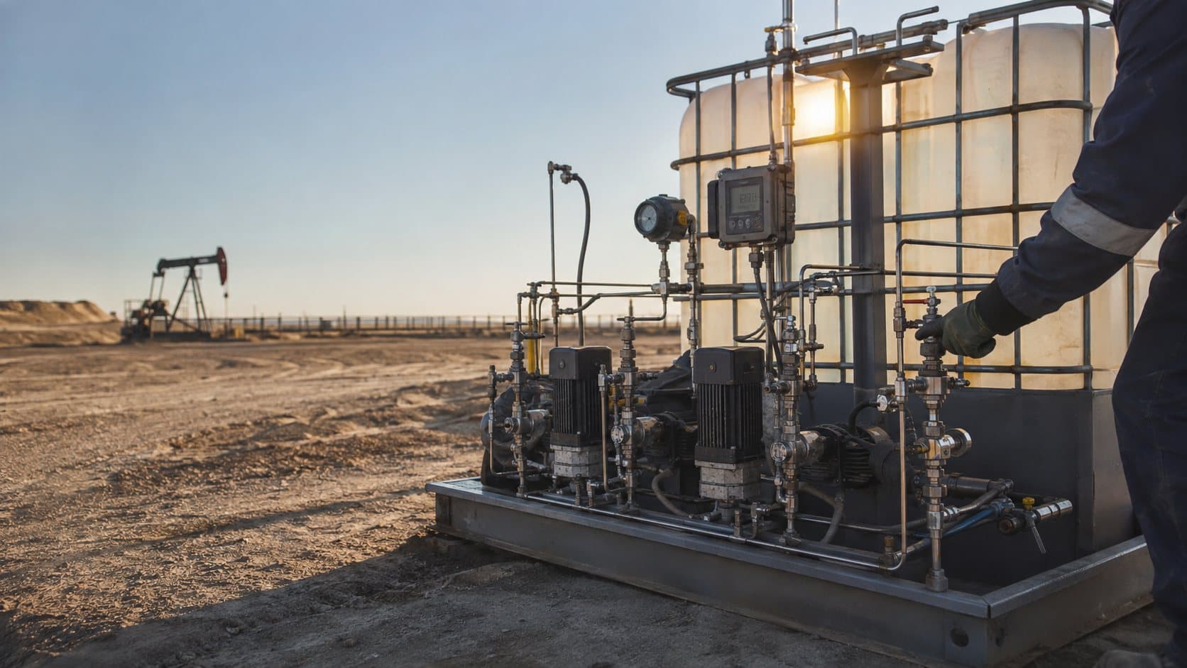 Chemical injection skid at a wellsite